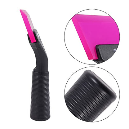 FOSHIO Small Squeegee with 5 Inch Pink Rubber Blade Mini Wiper Window Tinting Tools for Mirror Glass Window Cleaner with Non-Slip Handle - color: Pink