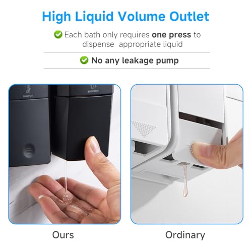 Shampoo and Conditioner Dispenser,GlintGath Shower Dispenser 3 Chamber No Drill Shampoo Dispenser for Shower Wall Mounted Shower Soap Dispenser for Bathroom Hotel,Large Capacity 3 * 500ML, Black - color: Black 3 Chamber