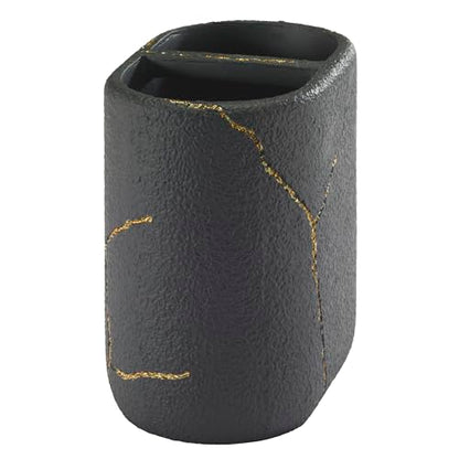 Nicole Miller - Toothbrush Holder, Resin Countertop Accessories, Dorm Room Essentials (Sydney Collection, Black/Gold) - size: Toothbrush Holder
