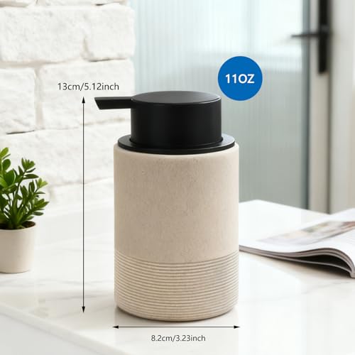 Resin Foaming Soap Dispenser, 11 OZ Bathroom & Kitchen Foam Soap Dispenser, Easy Press Pump, Refillable Hand Soap Dispenser, Modern Decor (Beige) - color: Beige