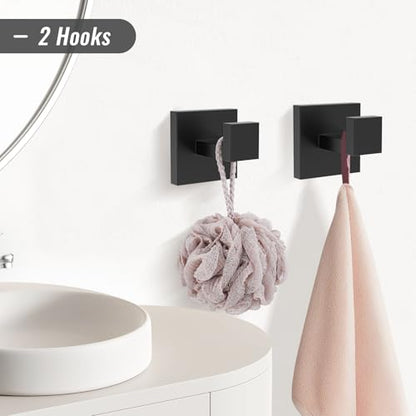 YACVCL 5 Pieces Matte Black Bathroom Hardware Accessorie Set 23.6 Inch Towel Bar Set SUS304 Stainless Steel Towel Rack&Holder Set for Bathroom,Toilet Paper Holder with Shelf Wall-Mounted - color: 5 Pcs Matte Black