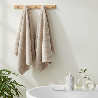 4 Piece Bath Towels, 30"x60" Microfiber Towels Set, Beige | Large Bathroom Towels, Soft Touch, Highly Absorbent, Quick Dry, Lint Free, Long-Lasting, Family Use, Guest Bath & Daily Use - color: Beige, size: 30x60 Bath Towels of 4