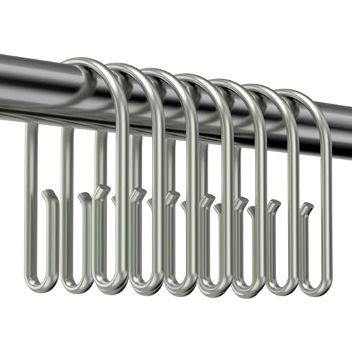 Shower Curtain Hooks Rings ，Double Sided Shower Curtain Hooks Rust Proof，12 pcs Shower Hooks for Inside Shower，Smooth Sliding Anti-Drop Double Shower Rings for Curtain (Nickel) - color: Nickel