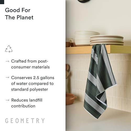 GEOMETRY Kitchen Tea Towels - Quick Dry Microfiber Dish Towels for Kitchen - Meadow 18" x 30" - 5 Pack - color: All Lined Up, style: Kitchen Towel - Quintuple