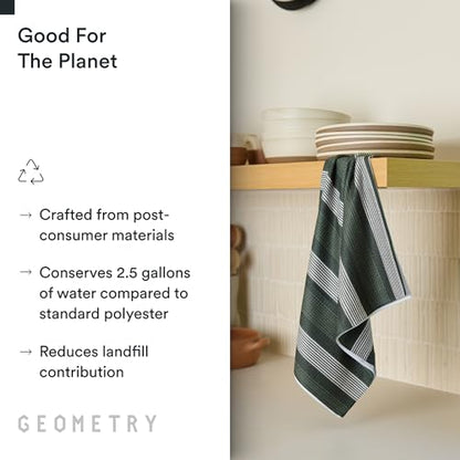 GEOMETRY Kitchen Tea Towels - Quick Dry Microfiber Dish Towels for Kitchen - Meadow 18" x 30" - 5 Pack - color: All Lined Up, style: Kitchen Towel - Quintuple