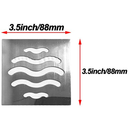 NGe 4Pcs Silver Tone 304 Stainless Steel Square Floor Drain Cover Drain Protection Cover 3.5 Inch 5 Holes - size: Square 3.5 Inch