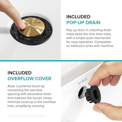 KRAUS Indy Widespread Bathroom Faucet in Spot-Free Brushed Brass/Matte Black with 2 Handles, Pop Up Drain and Supply Lines, FUS-14103SFBBMB - color: Spot Free Brushed Brass/Matte Black, style: Widespread