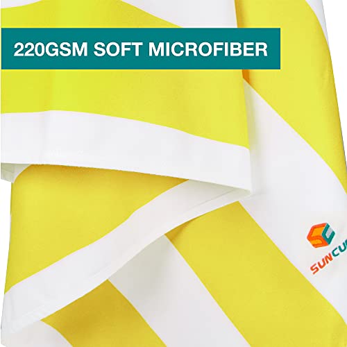 SUN CUBE Microfiber Beach Towel Quick Dry with Carry Bag, Yellow 60x30 Inch | Quick Dry and Free Microfiber Towel, Lightweight Packable Swim Towel for Beach, Pool, Camping, Cruise, Travel - color: Yellow, size: 60.00" x 30.00"