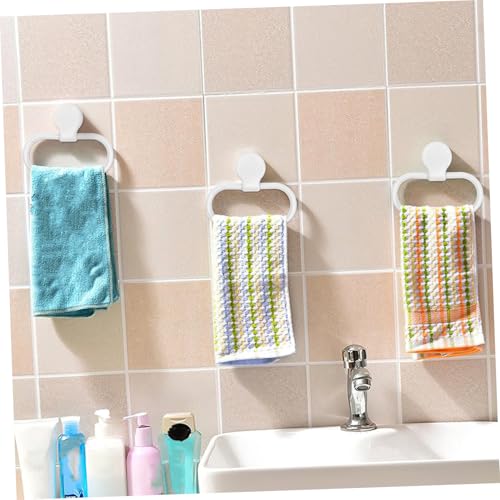 Self-Adhesive White Towel Ring for Bathroom and Kitchen No Drilling Required Premium Abs Material Easy Installation Towel Holder with Simple Design