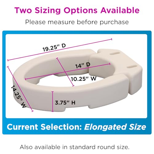NOVA Medical Products Hinged Toilet Seat Riser Lift Up and Down Raised Toilet Seat For Under Seat For Elongated Seat Color, White, (Pack of ), 1 Count - style: Elongated Hinged