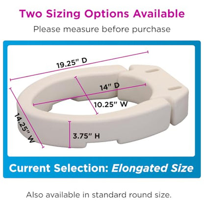 NOVA Medical Products Hinged Toilet Seat Riser Lift Up and Down Raised Toilet Seat For Under Seat For Elongated Seat Color, White, (Pack of ), 1 Count - style: Elongated Hinged