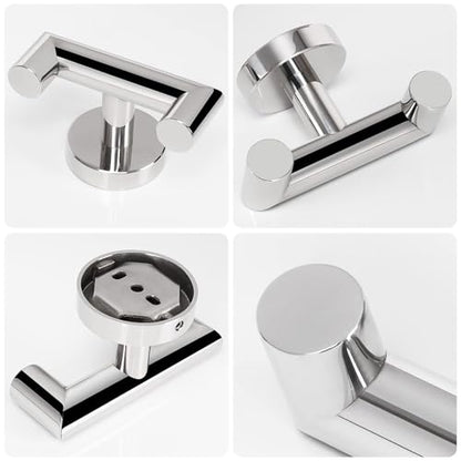 NearMoon Bathroom Double Towel Hook- SUS304 Stainless Steel Robe Towel Holder, Heavy Duty Double Coat Hook for Bathroom Livingroom Kitchen Wall Mounted (Chrome Finish-U, 4 Pack) - style: Chrome Finish-U