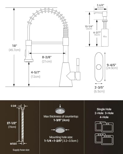 APPASO Kitchen Faucet with Soap Dispenser Pull Down Sprayer Brushed Nickel | NSF/ANSI/CAN 372 & Lead-free, SUS304 Stainless Steel 3 Modes Faucet for Farmhouse, Bar & RV - color: Brushed