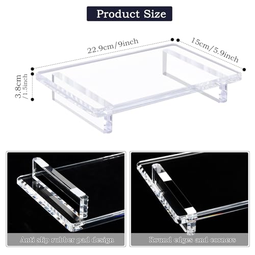 Acrylic Bathroom Tray for Countertop & Home Decor, 9"x5.9"x1.5" | Decorative Clear Riser Tray, 2‑Pack 12mm thick Heavy Duty, Jewelry & Perfume Organizer, Vanity Trays, Kitchen Counter - size: Large-9 x 5.9 x 1.5 inches