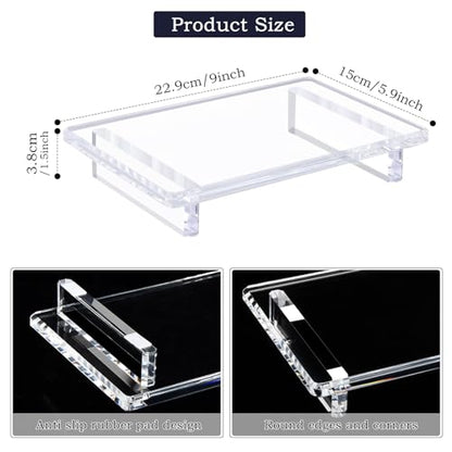 Acrylic Bathroom Tray for Countertop & Home Decor, 9"x5.9"x1.5" | Decorative Clear Riser Tray, 2‑Pack 12mm thick Heavy Duty, Jewelry & Perfume Organizer, Vanity Trays, Kitchen Counter - size: Large-9 x 5.9 x 1.5 inches