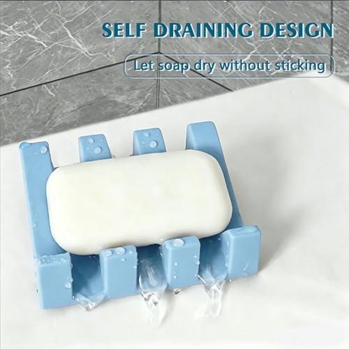 Soap Dish Holder for Shower with Suction Cup, Silicone Soap Holder & Saver Self-Draining Bar Soap Dish Keeps Soap Dry for Bathroom, Kitchen, Bathtub (Sky Blue,1-Pack) - color: Sky Blue,1-pack