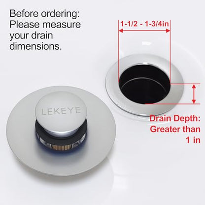 LEKEYE Tub Stopper | Shower Drain Hair Catcher | Pop-up Drain Stopper with Strainer | Bathroom Bathtub Plug | Drain Protector for 1-1/2 to 1-3/4" Bath Drain Hole - Pearl Chrome - color: Pearl Chrome
