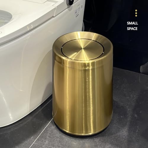 2.6Gal/10L Gold Bathroom Trash Small Small Bedroom Swing lid Trash can - color: gold