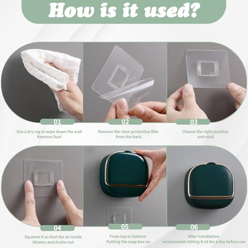 ASTIMESA 2 Packs Waterproof Wall-Mounted Soap Dishes Box, Adhesive Plastic Soap Holder with Drain Lid Tray for Bar Bathroom Shower Keep Dry Flip Self Draining Light Green & Dark Blue - color: Light Green & Dark Blue