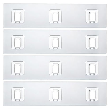 Shower Caddy Adhesive Replacement Hooks, Strong Waterproof Strips, No Drilling for Bathroom Shelves, Kitchen Racks, and Soap Holders (Transparent-4 Pack 3 Hook) - color: Transparent-4 Pack 3 Hook