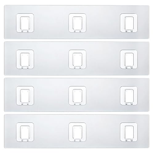 Shower Caddy Adhesive Replacement Hooks, Strong Waterproof Strips, No Drilling for Bathroom Shelves, Kitchen Racks, and Soap Holders (Transparent-4 Pack 3 Hook) - color: Transparent-4 Pack 3 Hook