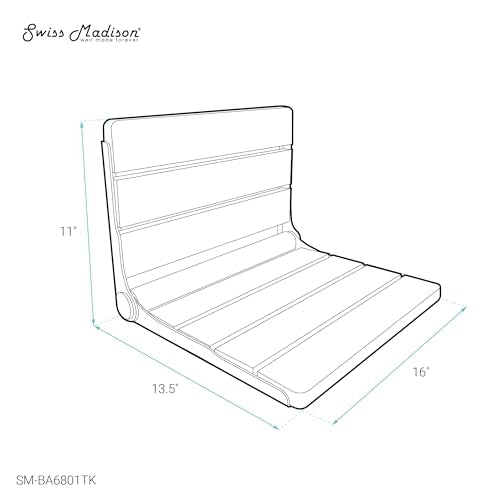 Swiss Madison Alliance 16" x 13" Folding Wall-Mounted Shower Seat in Natural Teak