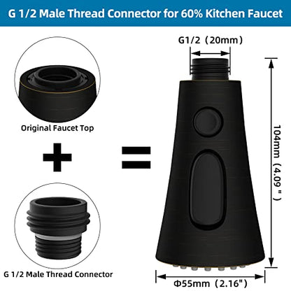 Universal Kitchen Faucet Head, 3 Modes, 15 Adapter Kit, Oil Rubbed Bronze | NSF/ANSI/CAN 372 Certified, Compatible with Kohler/Moen/Delta, 3 Function Pull Down Sink Faucet Spray Head Replacement, G1/2 - color: Oil Rubbed Bronze