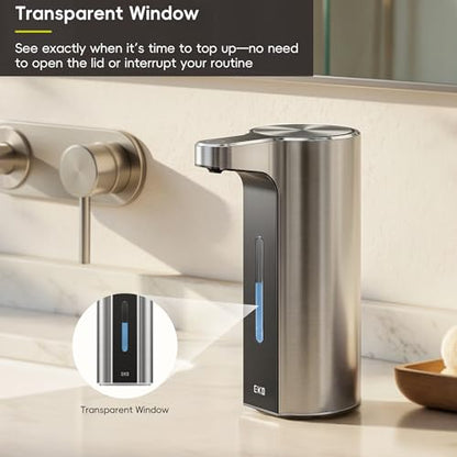 EKO Aroma Pro 13.5 fl oz Touchless Automatic Liquid Soap Dispenser, Rechargeable Hand & Dish Soap Dispenser for Bathroom and Kitchen, Waterproof, Adjustable Volume Control (Stainless Steel) - color: Stainless Steel, size: 13.5 oz (Premium Wireless Chargin