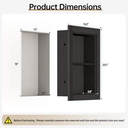 Recessed Medicine Cabinet, 14x18 Wood Recessed Wall Niche Medicine Cabinet Replacement, Water-Proof Wall Niche for Bathroom/Hallway, Black - color: Black, size: 14x18
