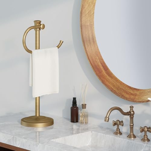17 Inch Antique Brass Stand Towel Bar Hanger Hand Towel Bar Bathroom Vanity Countertop Towel Holder Free Standing Stainless Steel Towel Ring Hardware Accessories Towel Rack - color: Antique Brass