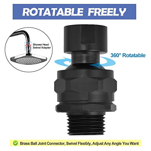 Shower Head Swivel Ball Adapter Brass Adjustable Shower Arm Connector Universal Showering Component (Matte Black) - color: Matte Black