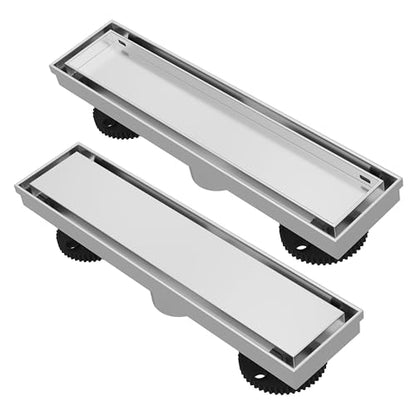 12 Inch Linear Shower Drain Brushed Floor Drain with Removable SUS304 Stainless Steel CUPC Certificate and 2-in-1 Tile Insert Grate Cover - color: Brushed, size: 12inch