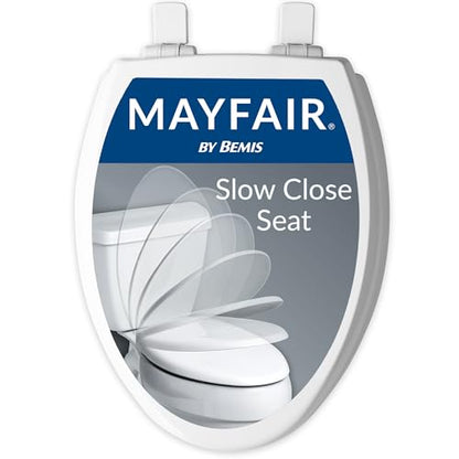 Mayfair Cassel slow close toilet seat, easy clean non-slip premium wood seat, install, made in USA, elongated, white - size: Elongated, style: 1 - Toilet Seat