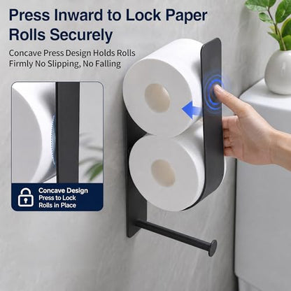 Stick On Bathroom Toilet Paper Holder Holds 2 Spare Rolls | double roll、spare roll storage、extra toilet roll holder、reserve storage