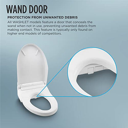 TOTO® WASHLET® C5 Electronic Bidet Toilet Seat with PREMIST and EWATER+ Wand Cleaning, Elongated, Cotton White - SW3084#01 - size: C5 Elongated