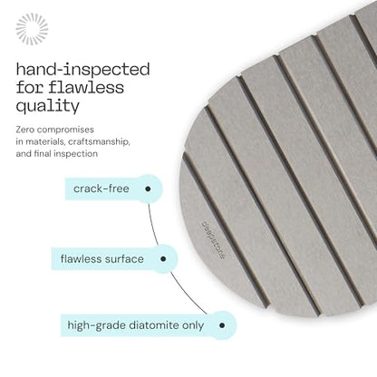 Deepstone Foldable Stone Bath Mat – Large Diatomaceous Earth Mat, Quick Dry with Non-Slip Base, Water Absorbing Bathroom and Shower Stone Mat, Easy to Clean (24” x 15”), Gray - color: Gray