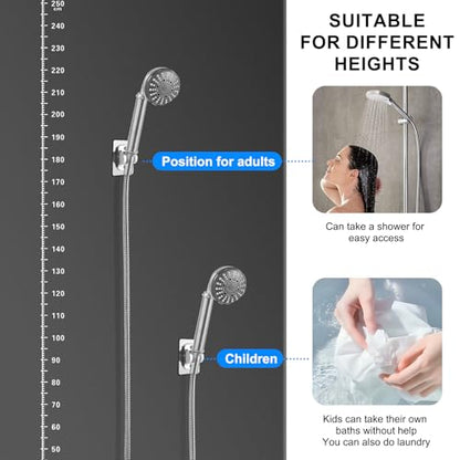 MAYYAYA Shower Head Holder, Silver Adhesive Wall Mounted, Adjustable Angle | Heavy Duty Wall Mounted Shower Head Shelf Bracket, ABS Stick-on Wall Bracket with Strong Adhesive for Handheld Shower Heads - color: Chrome-1