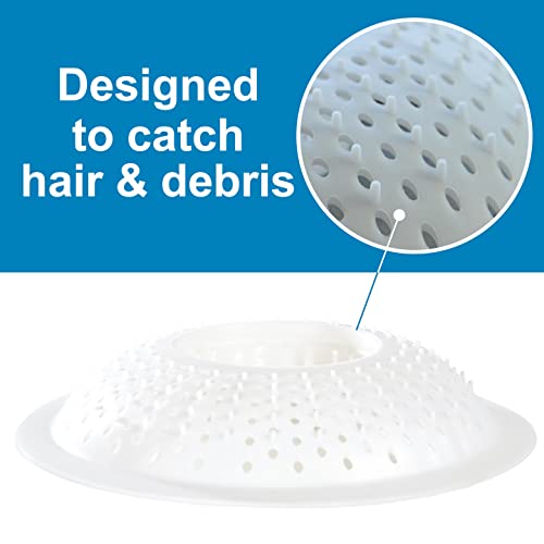 Hairstopper Drain Cover Hair Catcher for Shower and Bathtub, Protects Against Clogs Without Blocking Water Flow, White, 3 Pack | Protects Against Clogs Without Blocking Water Flow, Fits Most Standard Size Shower and Bathtub Drains, 3 Pack - size: 3 Count,