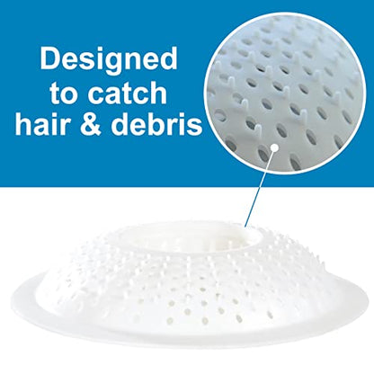 Hairstopper Drain Cover Hair Catcher for Shower and Bathtub, Protects Against Clogs Without Blocking Water Flow, White, 3 Pack | Protects Against Clogs Without Blocking Water Flow, Fits Most Standard Size Shower and Bathtub Drains, 3 Pack - size: 3 Count,