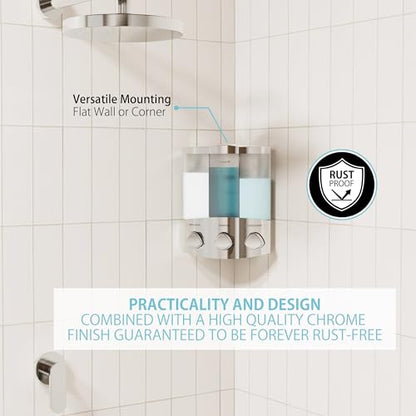 Better Living Products 76344-1 Euro Series TRIO 3-Chamber Soap and Shower Dispenser, Chrome - color: Chrome, size: 3-Chamber