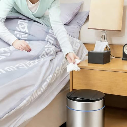 Garbage Can with Lid, Intelligent Sensor Opening (1, Silver) | Smart Trash Can for Living Room, Bedroom, Kitchen and Bathroom - color: Silver