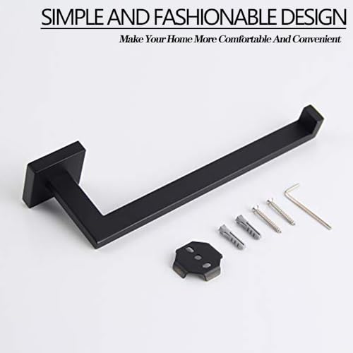 GERZWY Modern Black Towel Holder SUS304 Stainless Steel Towel Hanger Towel Ring for Bathroom Lavatory Wall Mount Contemporary Style IG1806-BK - color: Black