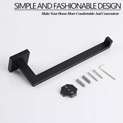 GERZWY Modern Black Towel Holder SUS304 Stainless Steel Towel Hanger Towel Ring for Bathroom Lavatory Wall Mount Contemporary Style IG1806-BK - color: Black