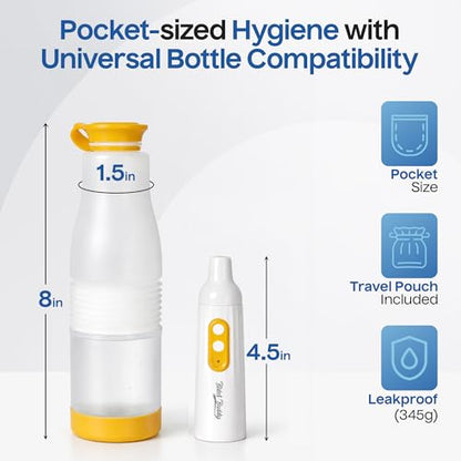 BIDET BUDDY® PureJet Portable Bidet for Travel - 550mL Bottle, Arctic White | Self-Cleaning Retractable Nozzle,IPX7 Waterproof, USB-C Rechargeable, High-Pressure Hygiene Device, Versatile Power Modes