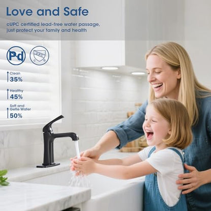 Matte Black Bathroom Faucet, Brass Single Hole Bathroom Faucets for 1 or 3 Holes, Vanity Faucet with Supply Lines and Deck Plate, Pop Up Drain - color: A-Matte Black