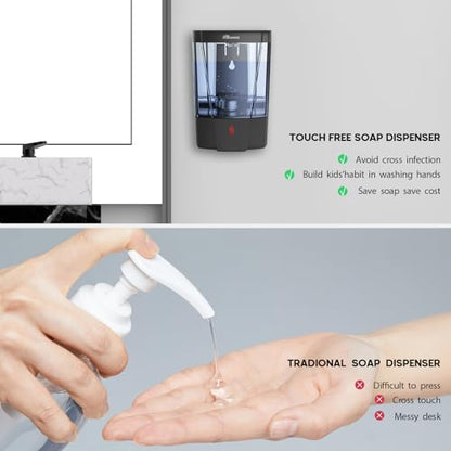 Soap Dispenser Wall Mount, Automatic Hand Sanitizer Dispenser 600ml Gel n Liquid Touchless Commercial Wall Soap Dispenser for Bathroom,Black-600ml - color: Black-600ml