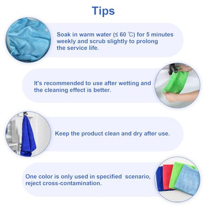 Microfiber Cleaning Cloth, 12Pcs, 12" x 12", High Density, 4 Colors | Household Cleaning Rags, 293GSM, Ultra Absorbent, Reusable Cleaning Supplies for Kitchen Towels, Glass Dish Cloths, Dust Rag
