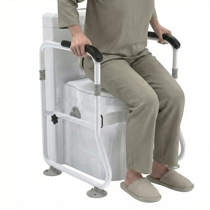 Toilet Safety Rail for Seniors - 300LBS Sturdy Adjustable Bathroom Assist Handle with Suction Cups, Tool-Free Installation, Ideal for Elderly, Post-Surgery, Mobility Impaired & Disabled