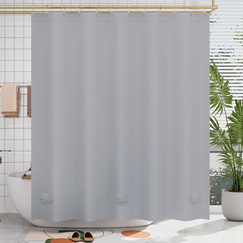 AmazerBath Grey Shower Curtain Plastic, Thick PEVA Shower Curtain Grey, Heavy Duty Shower Curtains for Bathroom, Waterproof Shower Curtain 72x72 with 3 Big Weighted Stones and 12 Rustproof Grommets - color: Grey, size: 72"W x 72"L (Pack of 1)