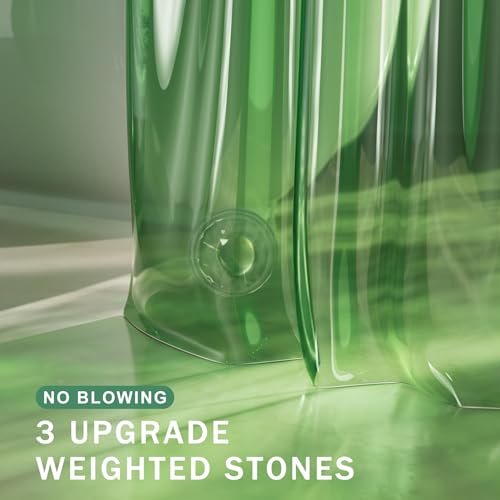 AmazerBath Extra Long Shower Curtain Liner, 100% EVA Clear Green Heavy Duty 84 inch Shower Curtain and Liner 2-in-1, 72x84 Plastic Weighted Bathroom Shower Liner, 12 Grommets & 3 Heavyweight Stones - color: Rainbow Emerald, size: 72"W x 84"L (Pack of 1)